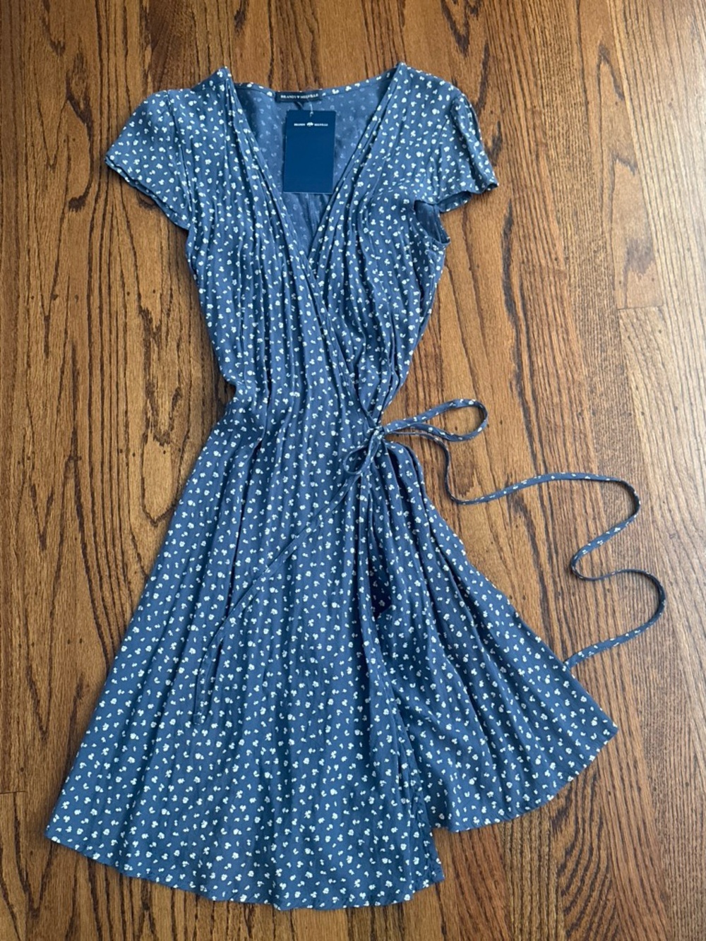 Brandy Melville Blue Floral Midi Wrap Dress